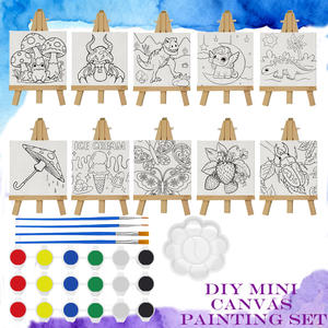 48点セットのDIYキャンバス絵画キット、アート用品用の綿製下絵入りキャンバスフレーム。パーティーやインテリアに最適 ― お子様へのプレゼントにぴったり