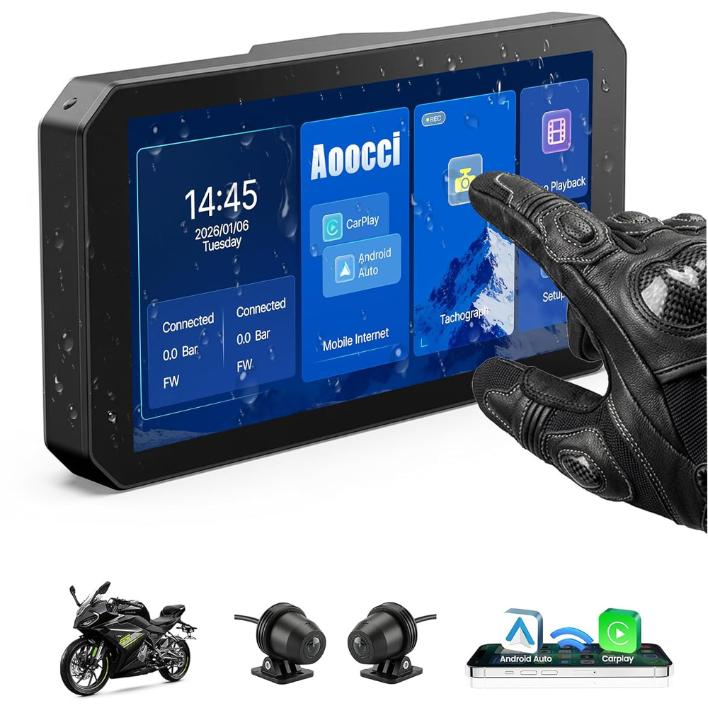 Aoocci C9 Pro オートバイ Carplay、Apple CarPlay 付き 6 インチ アンチグレア IPS タッチスクリーン