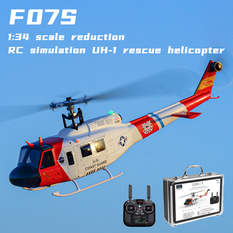 Yuxiang F07S 1:34 スケール縮小リモコンシミュレーション UH-1 ヒューイ GPS 自動帰還レスキューヘリコプター RC 大人のおもちゃ