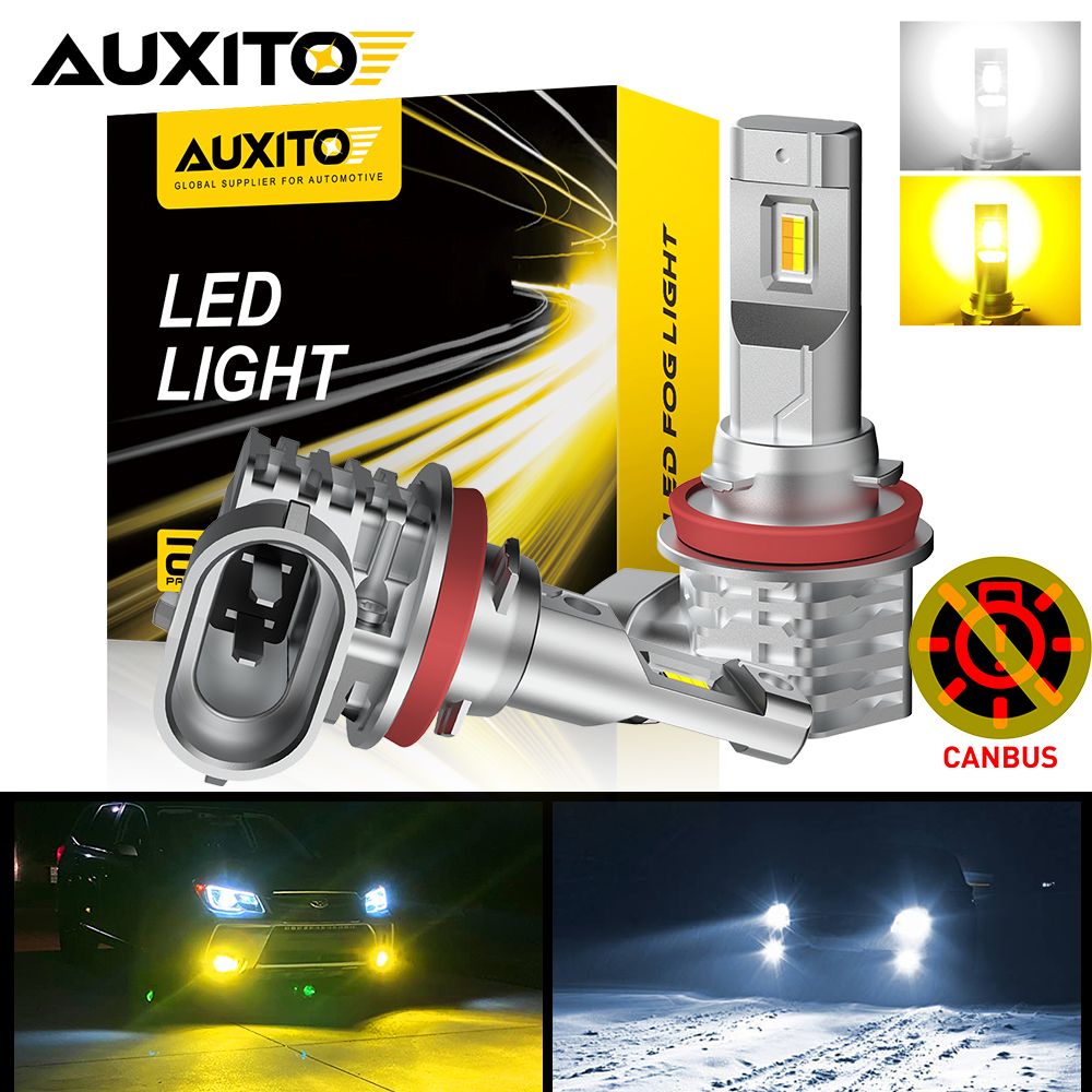 AUXITO 2 個 H11 LED フォグランプ電球 Canbus H8 H9 H10 H16(JP) 9005 HB3 9006 HB4 車 DRL ドライビングランプスイッチバック白黄 12V