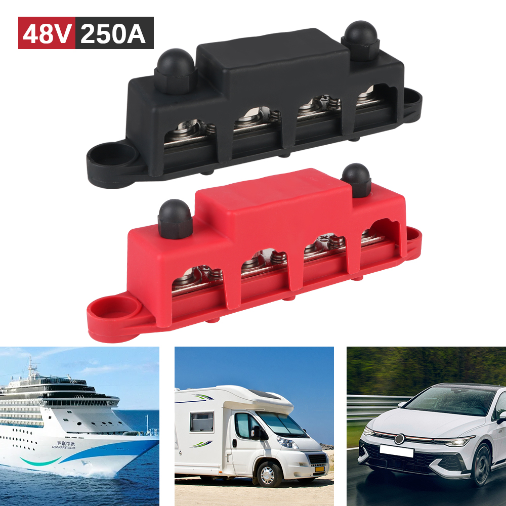 キャラバン RV 配電ブロック 4 方法 48V 250A DC バスバー電気ジャンクション用ボートトラックカーアクセサリー M8 M10 スタッド