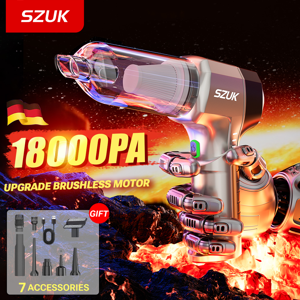 SZUK 18000PA コードレス車の掃除機ポータブルブロワークリーナー強力な吸引手持ち洗浄機ミニワイヤレス掃除機