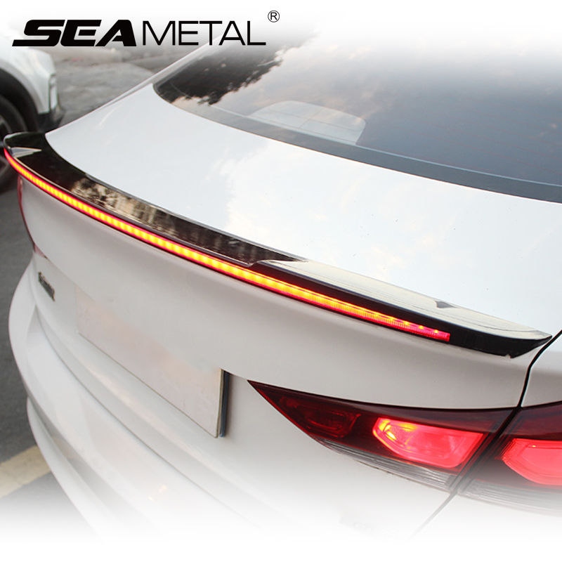 Seametal 120 センチメートル Led スポイラーライトユニバーサルカーボンファイバー車のリアスポイラーフローランプ第 3 ブレーキライト停止信号灯 12V