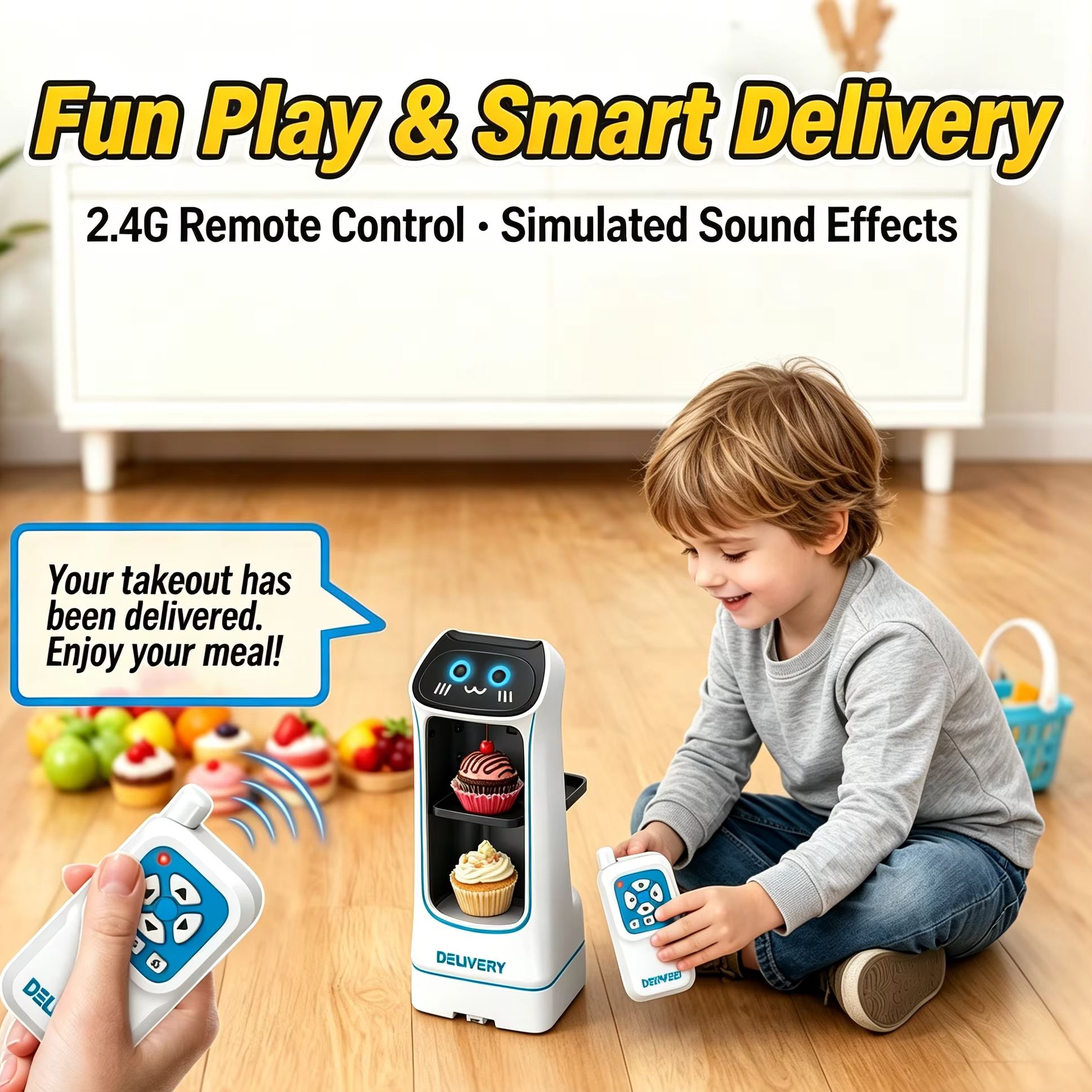 リモコンカーのおもちゃ 電動食品配達ロボット 小物輸送ゲーム 面白いサプライズおもちゃ 誕生日プレゼント