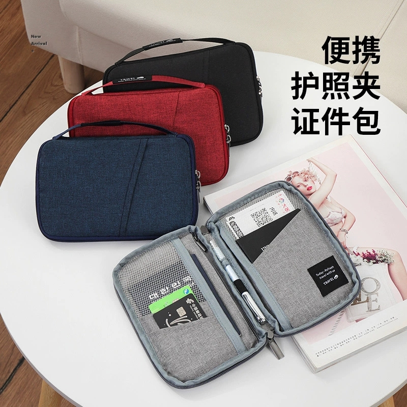 防水パスポートバッグ多機能IDオーガナイザー大容量カードホルダーポータブルウォレット旅行や携帯電話の保管用