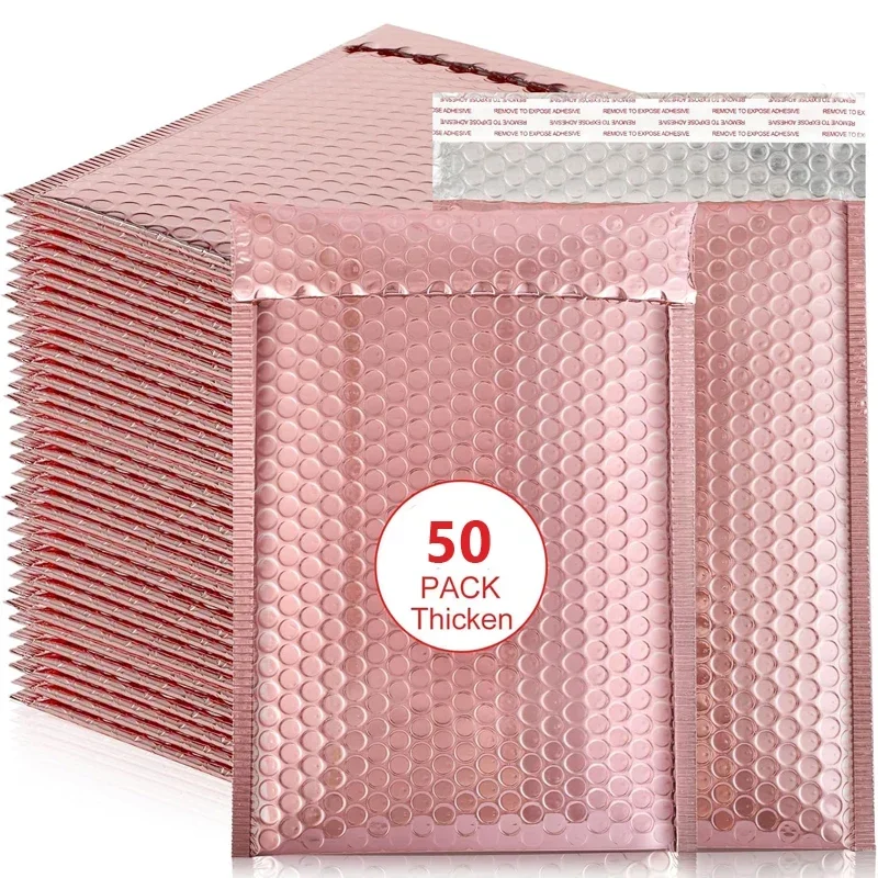 50個入りバブルメーラー配送バッグ マルチカラー ホログラフィック 小規模ビジネス用品 メタルバブルメーラーバッグ 封筒郵送用