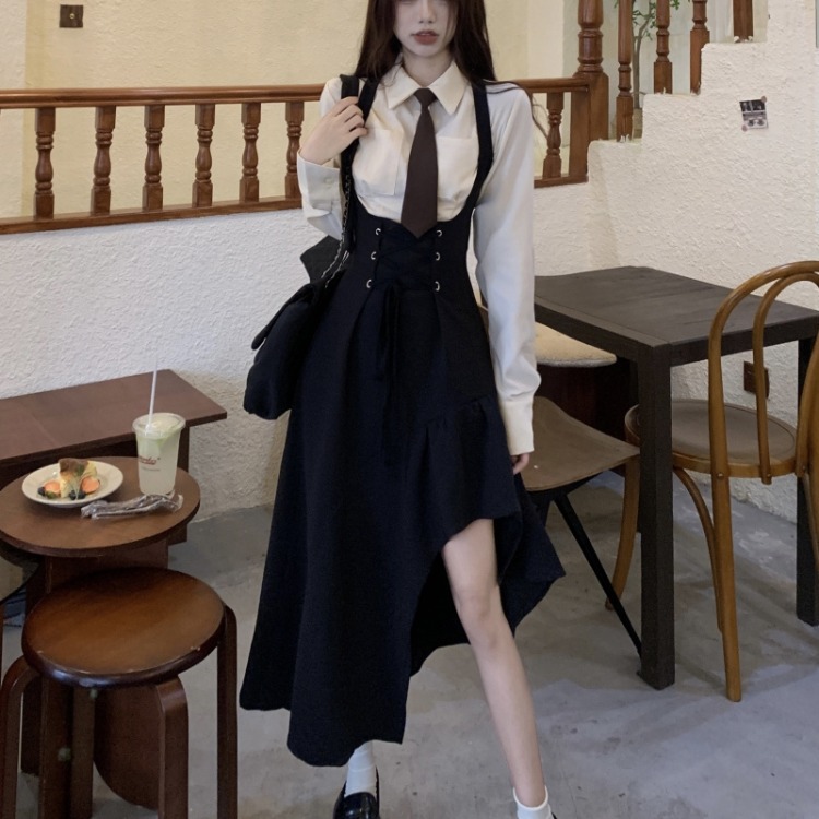 New Autumn Y2k Bandage Dress Solid Sexy Girls Irregular Spaghetti Strap Dresses Gotihc Fashion Slim-fit Vestido De Mujer
