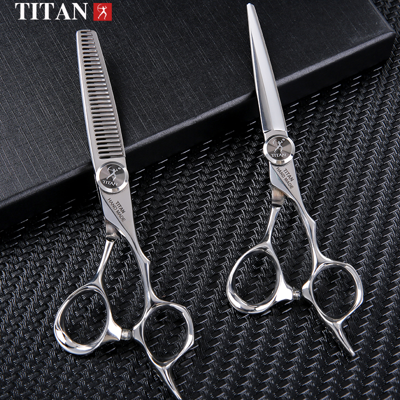 TITAN プロ美容師はさみ理髪はさみヘアカット間伐セット 5.5/6.0/6.5/7.0 インチ日本 440C 鋼