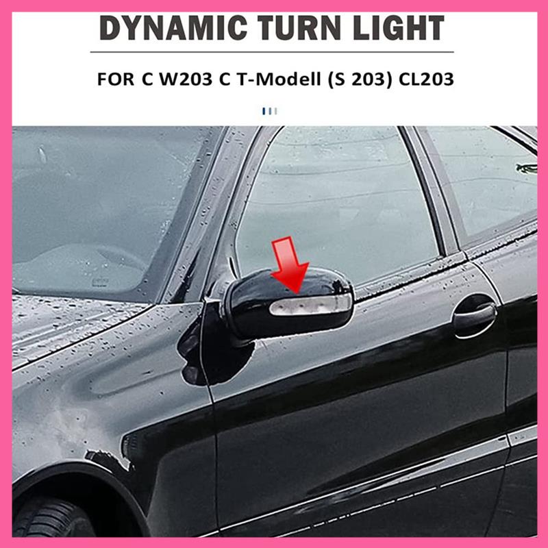ABNM 1 ペア流れるターンシグナルミラーインジケータミラーライト LED ダイナミックライト自動 ABS メルセデス W203 S203 CL203