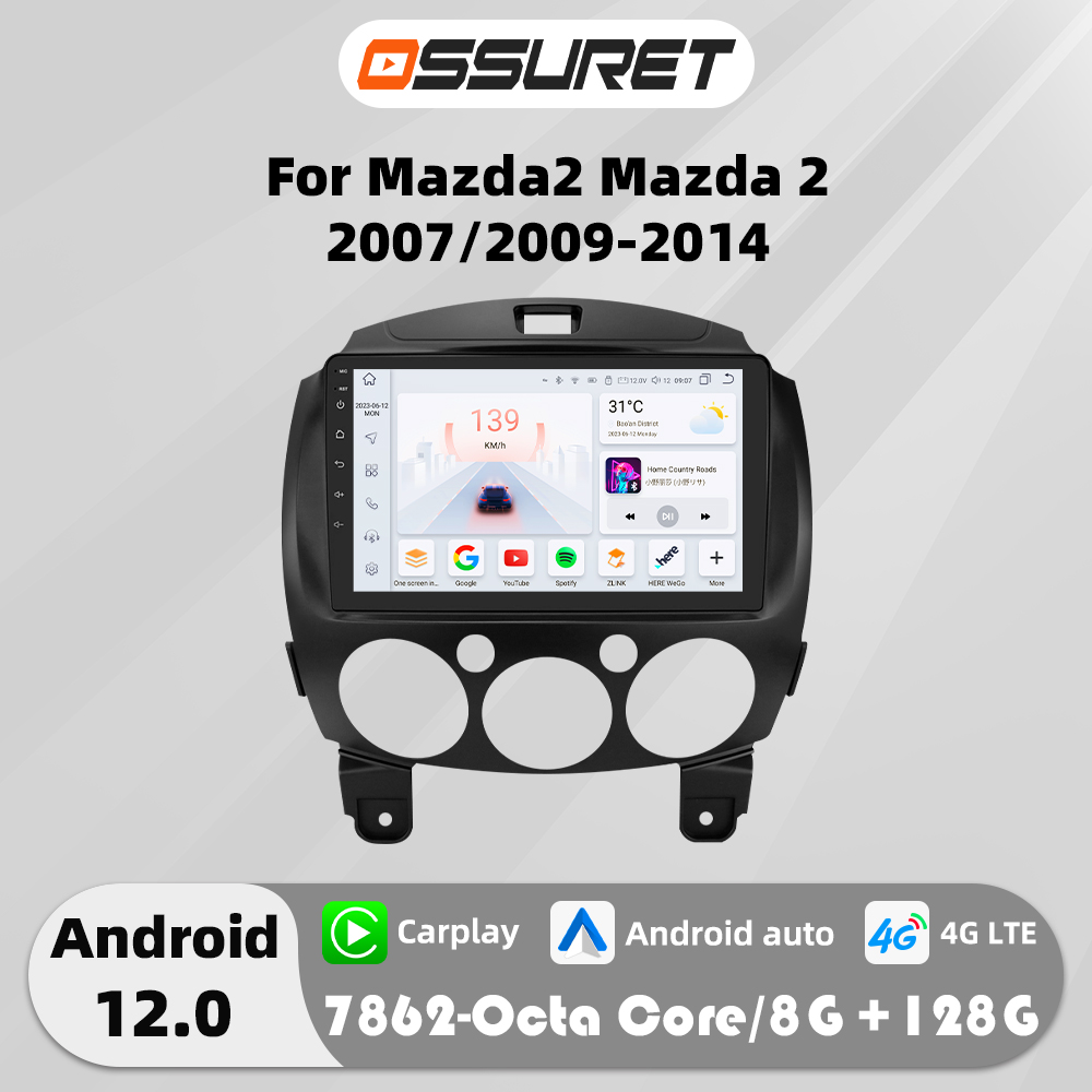 4 グラム Carplay Android オートカーラジオマツダ 2 2007-2014 マルチメディアプレーヤー Autoradio GPS ナビステレオ車インテリジェントシステム swc