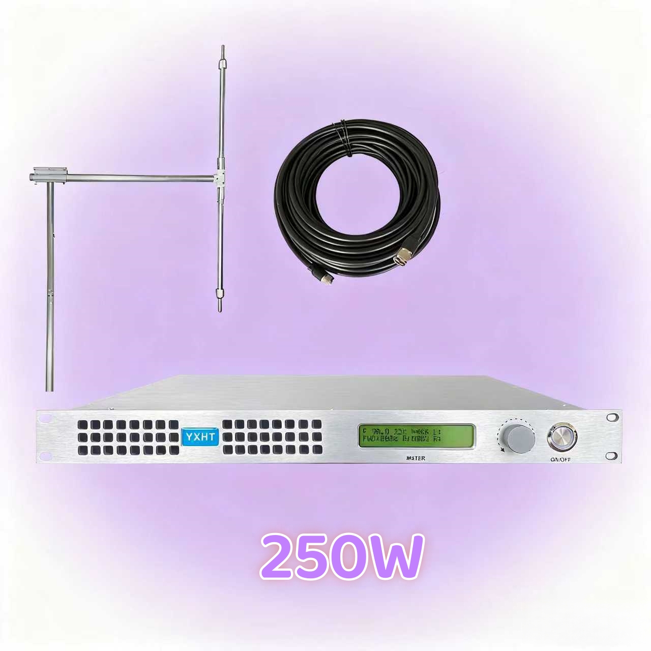 YXHT-250W FM Transmitter Kit 110V/220V , Durable & Reliable, Knob Control, MPX Input for Church, Radio Station, Amusement Park