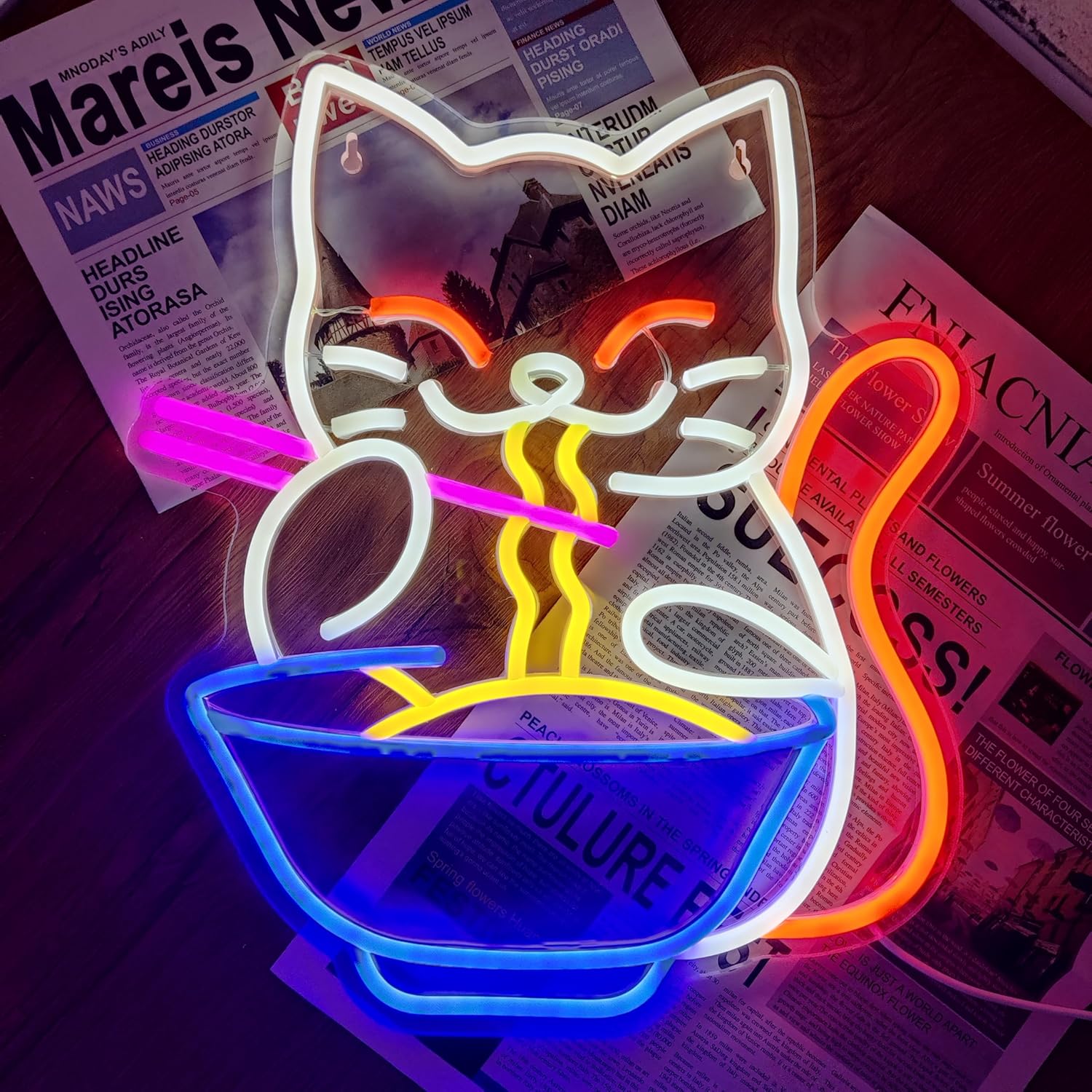 Lucky Cat Noodle Lネオンサイン LED ネオンライトサイン ライトアップネオンサイン 壁装飾 ホームバー リビングルーム ストア クラブ ビストロ用
