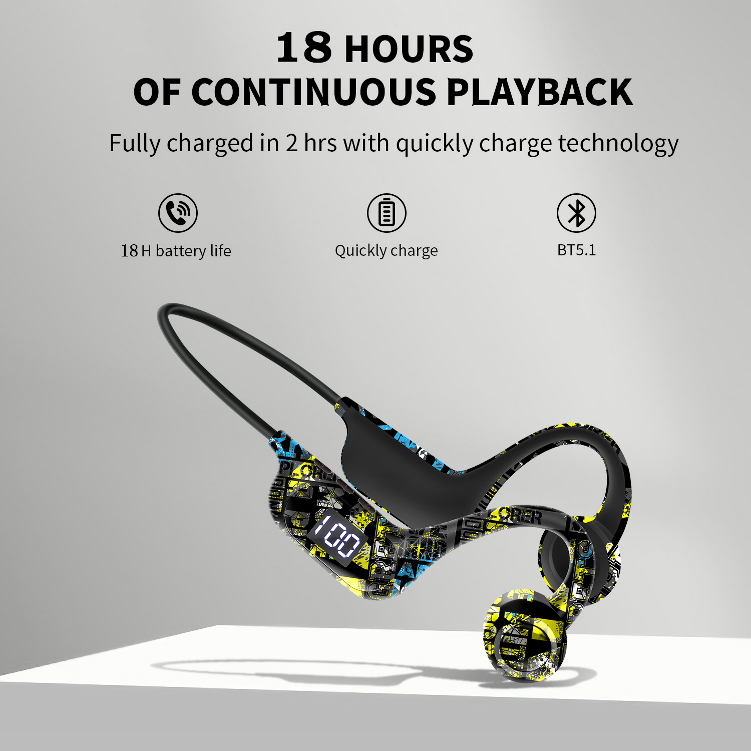 Type-c Playback Bone Conduction Bluetooth Earphone Open Ears Wireless Dluetooth Headphones Support TF-Card Mp3 Headset with Mic