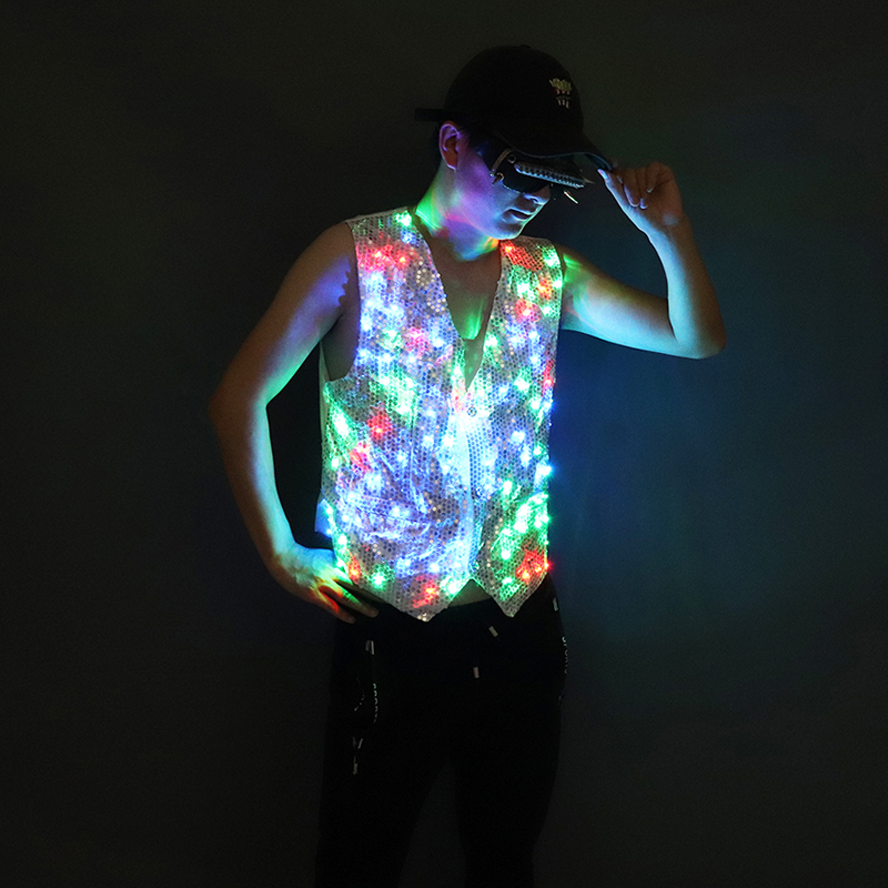 カラフルな LED 発光ベスト社交ホストライト服マジシャン服サーカスパフォーマンス LED 衣装ジャケット