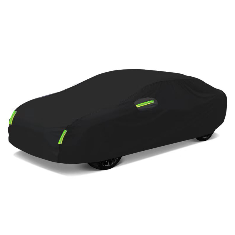 車のカバーフル外装ブラックオートカバーサンシェード防塵保護反射ストリップ付きユニバーサルハッチバックセダン SUV