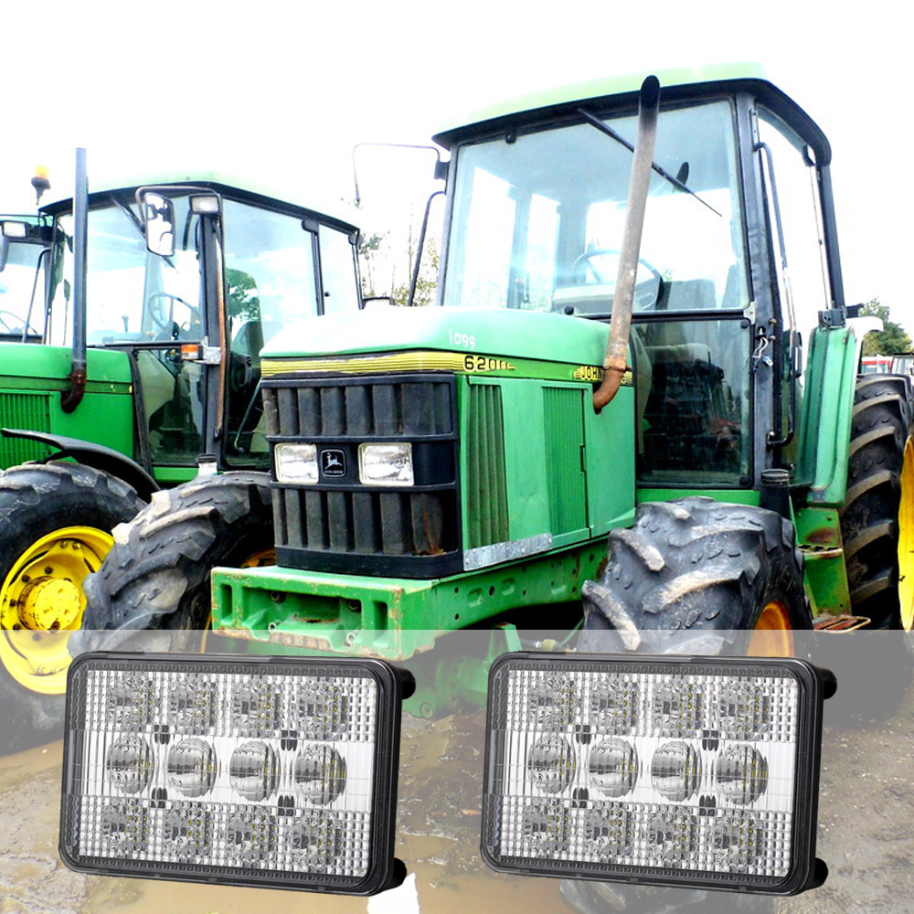 6x4 60W LED ヘッドライト H4 プラグ付き 12V 24V LED シールドビーム John Deere 6000-7010 シリーズ LED フードライト - Hi/Lo ビーム AL75338