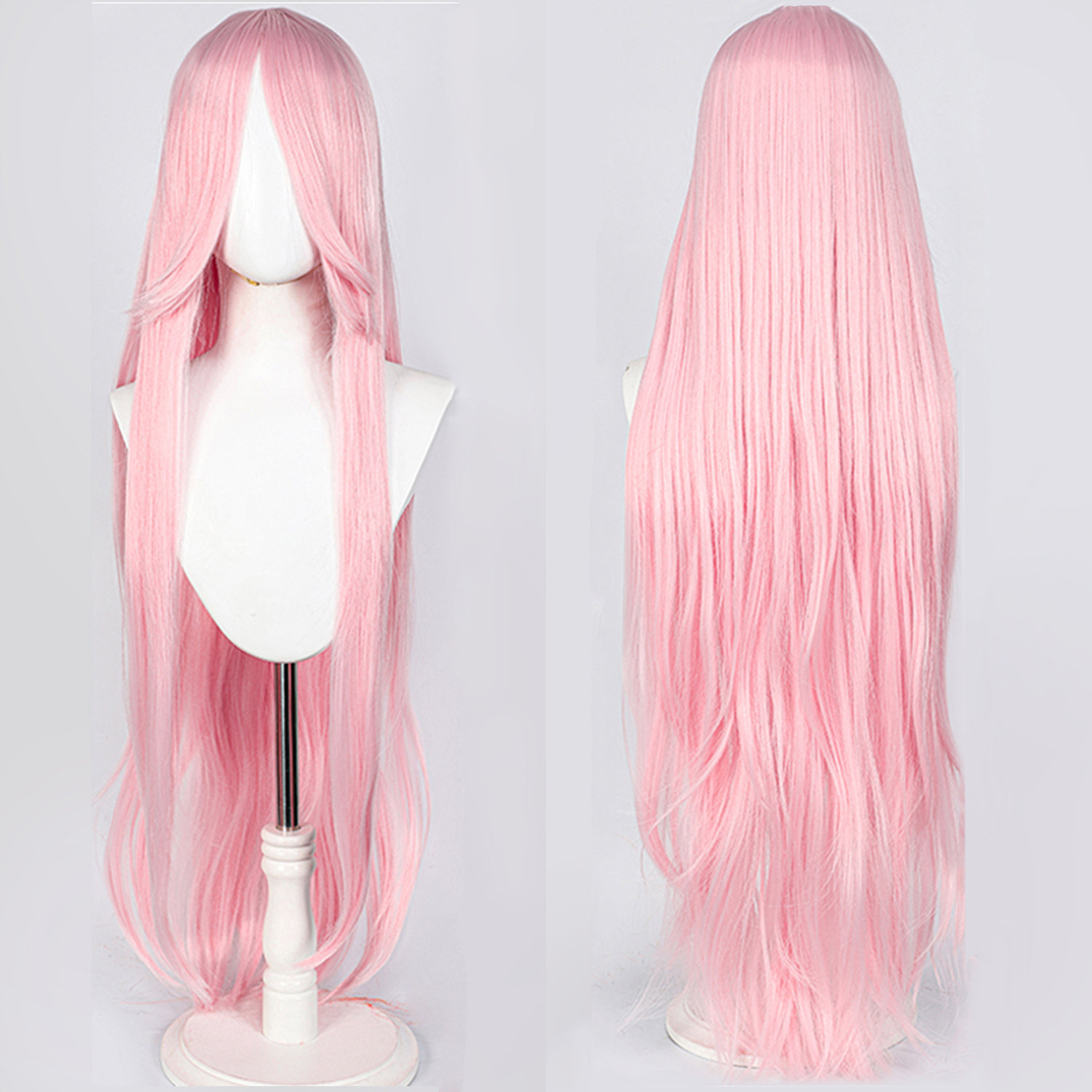 100 センチメートルロングストレートウィッグ前髪合成コスプレウィッグ女性のためのピンクパープルコスプレウィッグパーティー用ハロウィン