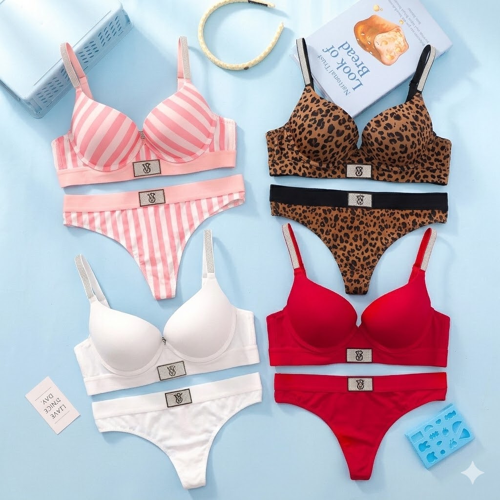 Victoria s Secret Wireless Demi T Shirt Bra Panties Set Sexy Lingerie Women Bra Set Lace Push Up Comfortable