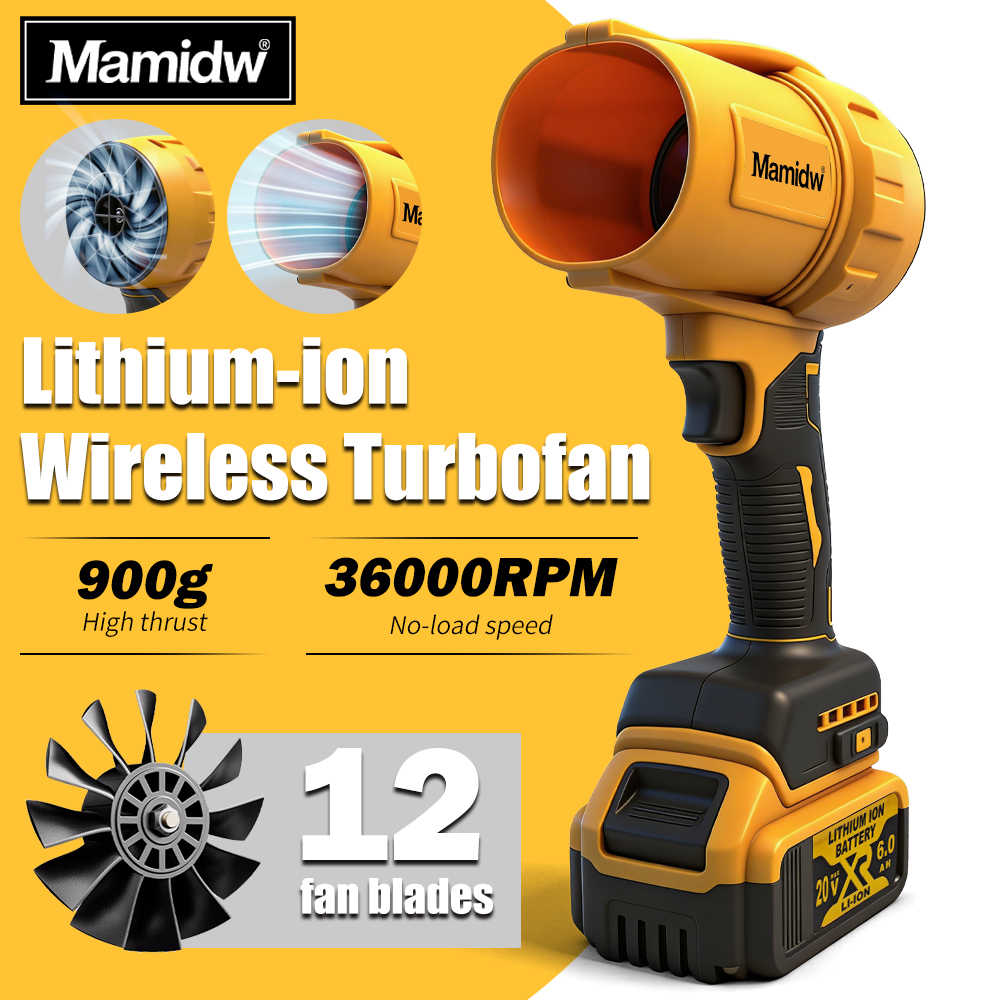 DEWALT 20V MAX 用 36000 RPM ブラシレスターボファン - 12 ブレード高推力送風機、軽量、車のディテール、キャンプ冷却用