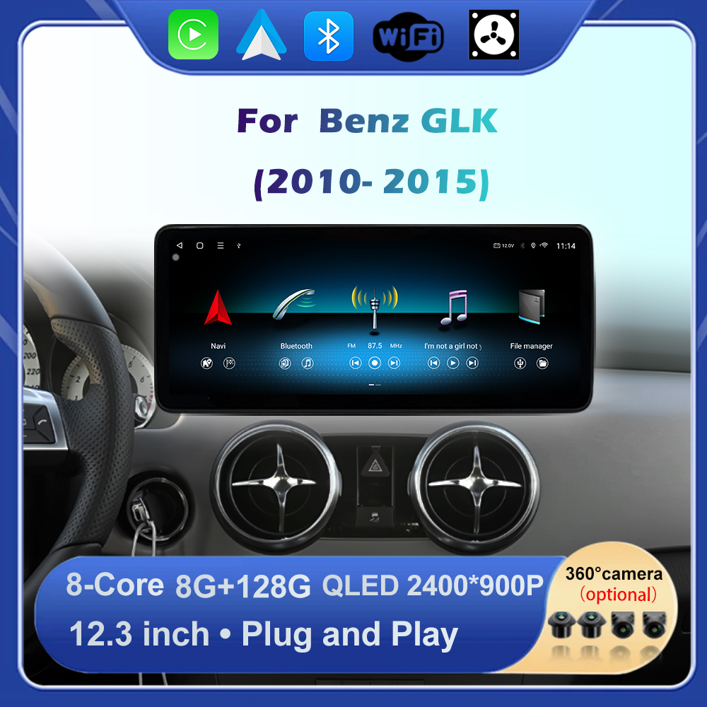 GPS ナビゲーション Autoradio ベンツ GLK 2010-2015 ワイヤレス Carplay Android 14 DSP ステレオカービデオマルチメディアプレーヤータッチスクリーン