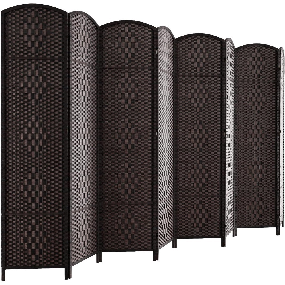 Room Divider Folding Privacy Screen 6ft Partition Wall with 8 Panels Dark Mocha