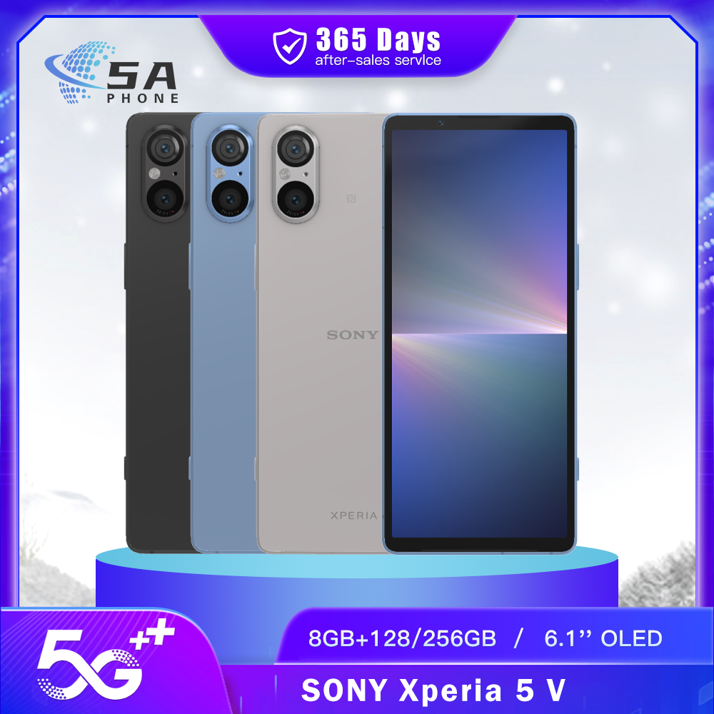 オリジナル Sony Xperia 5 V XQ-DE72 XQ-DE54 5G 携帯電話 128GB/256GB デュアル SIM NFC 120Hz 6.1 インチ OLED オクタコア Android スマートフォン