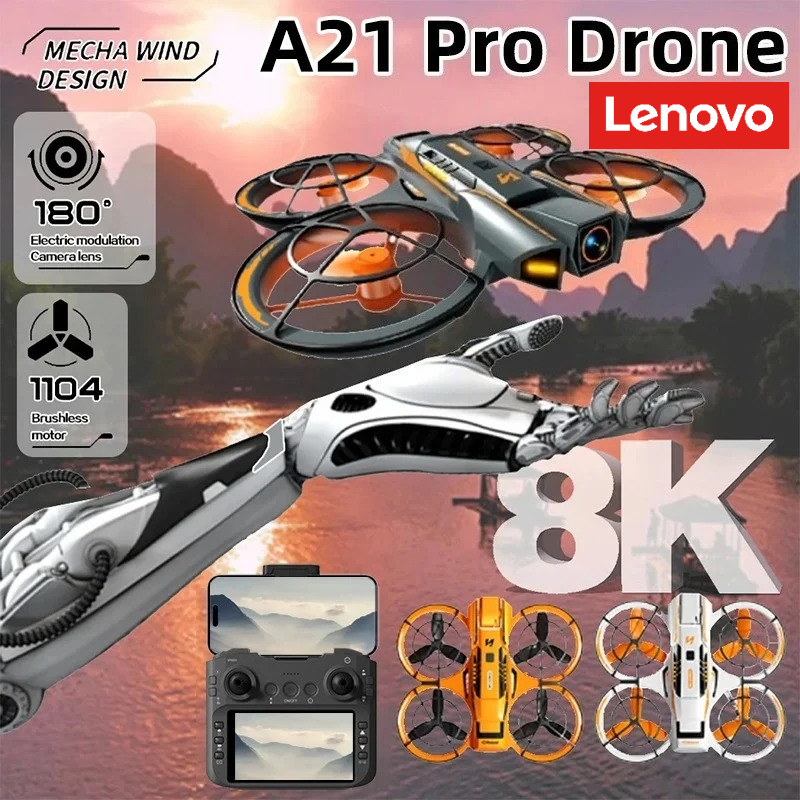 レノボ A21 プロドローン 4K プロフェッショナル FPV 8K HD デュアルカメラ WiFi 5G 赤外線障害物回避ブラシレスモーター Quadcopter おもちゃ