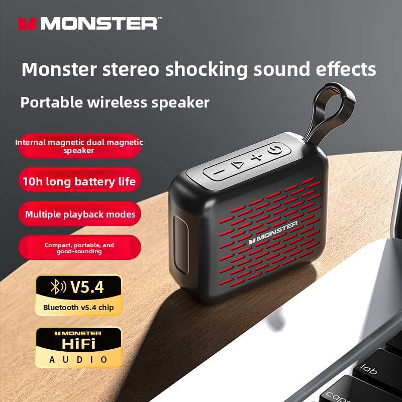 モンスター ES01 屋外ポータブルワイヤレススピーカー BT V6.0 IP67 防水 1500mAh 高忠実度ミニサブウーファーカスタマイズされた音響