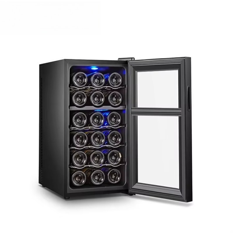 18L トールスキニーアンダーカウンター冷蔵庫ホテルの部屋用ハイミニ電気ガラスドアタッチスクリーンワインボトルクーラー