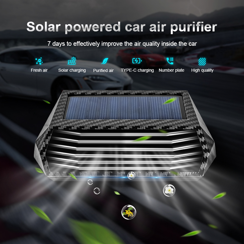 1pc ソーラー空気清浄機、センサー内蔵、車で使用、空気を浄化、きれいな空気、新鮮な空気、浄化発生器、Intelligen