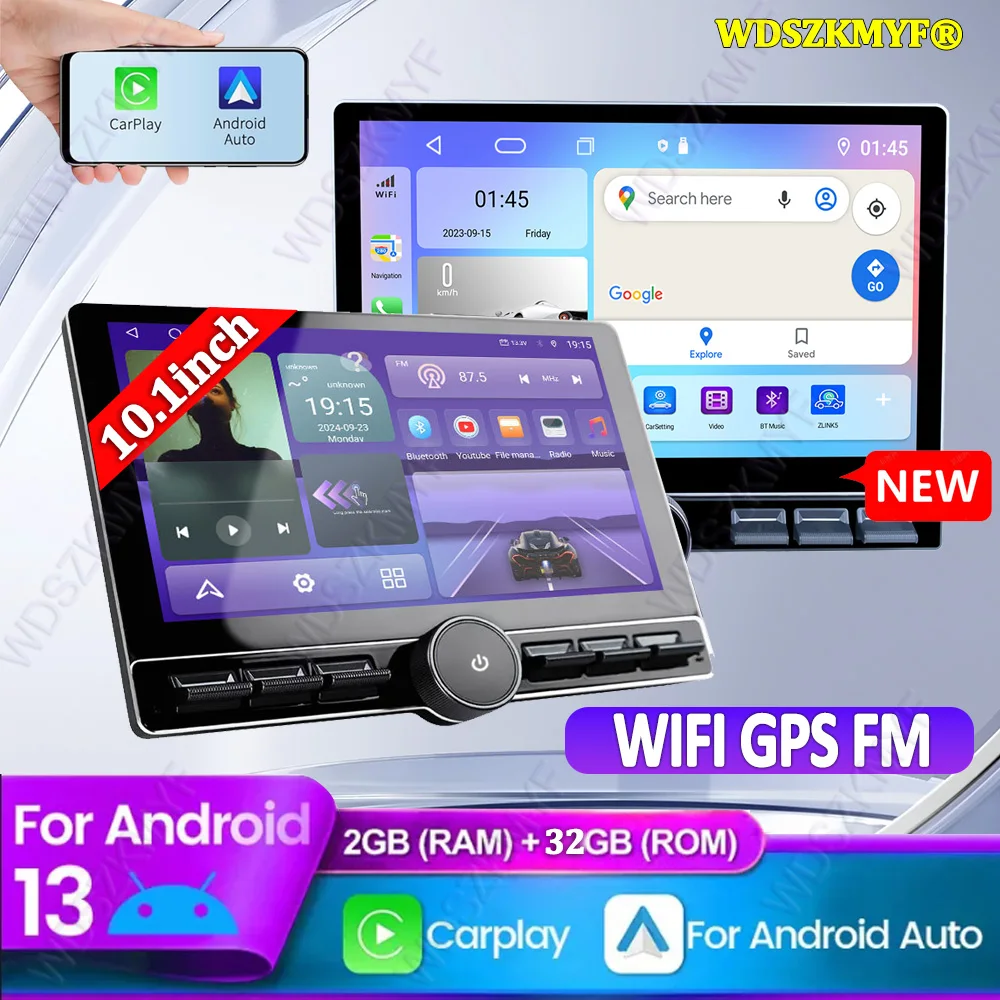 2025New 10.1 インチ Android カーラジオマルチメディアプレーヤー GPS ナビゲーション 2 Din Carplay Android 自動ヘッドユニットとノブピアノキー