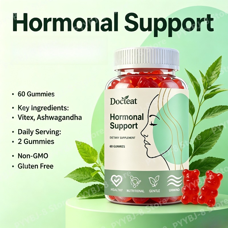 Docteat Women Hormone Balance Supplement 60 Gummies with Vitamin B6+D3 Rhodiola and Ashwagandha Relieve Emotional Fluctuations