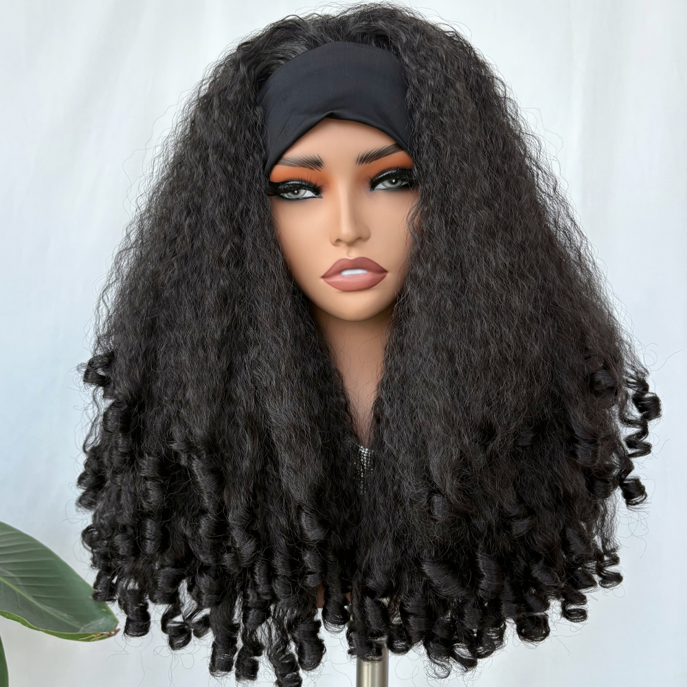 X-TRESS 20 インチ合成アフロカーリーヘッドバンドウィッグ女性のための変態ストレートヘア弾むカール完全に柔らかい髪簡単に着用