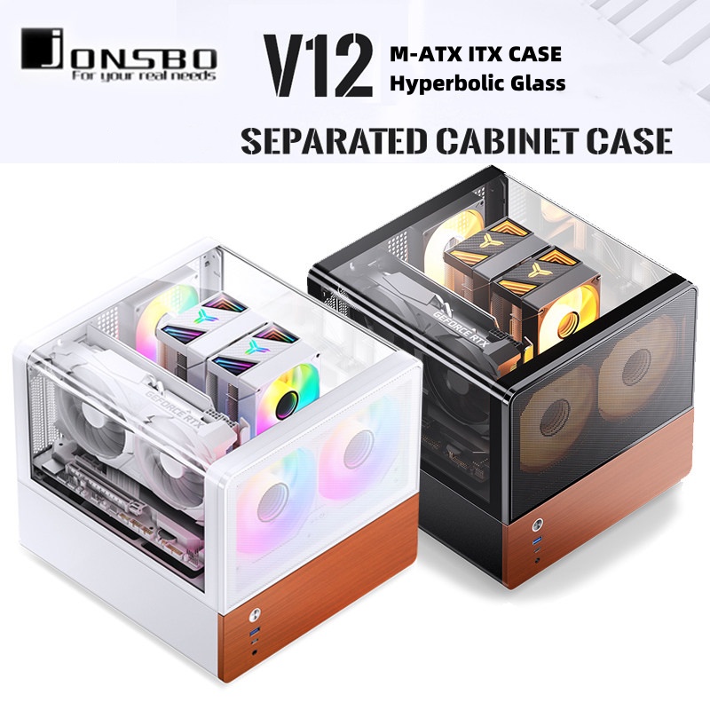 Jonsbo V12 MATX デスクトップ コンピュータ ケース 双曲ガラス シービュー ルーム ATX 電源 Type-c インターフェイス PC ミニ サイドビュー ケース