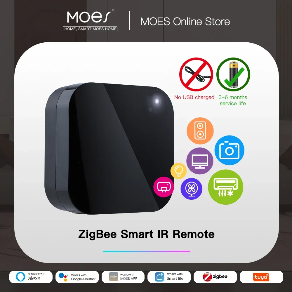 MOES Tuya ZigBee スマート IR リモコンスマートホーム用ユニバーサル赤外線リモコンは Alexa Google Home と連携します
