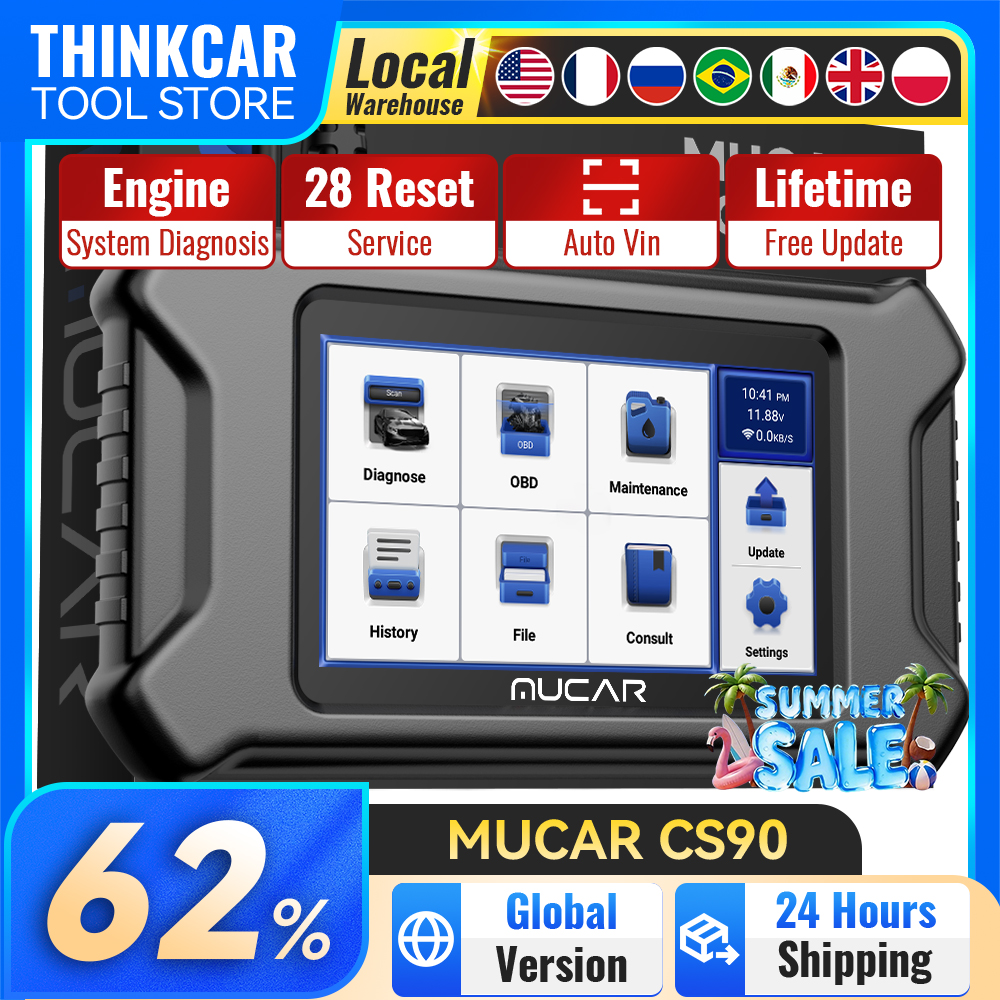 MUCAR CS90 OBD2 スキャナ 28 リセット サービス 生涯無料アップデート 職業エンジン スキャン診断ツール 自動車用コードリーダー