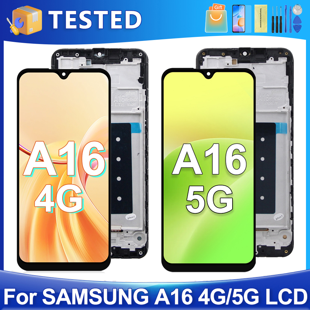 サムスン A16 4 グラム 5 グラムテスト A16 A165 A165F A166 A166B lcd ディスプレイタッチスクリーンデジタイザアセンブリの交換