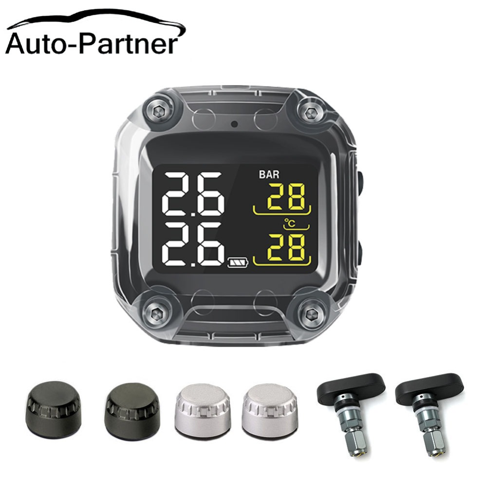 M3-C ワイヤレスオートバイ TPMS リアルタイヤ空気圧監視システム Externe ユニバーサル 2 外部内部センサー LCD ディスプレイ