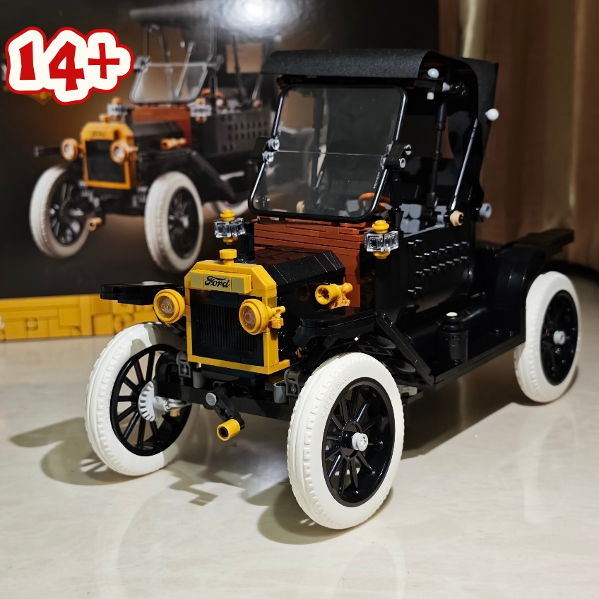 新到着 1060 個 T モデルカービルディングブロックコンバーチブルレトロヴィンテージカーパズルレンガのおもちゃ休日の誕生日プレゼント