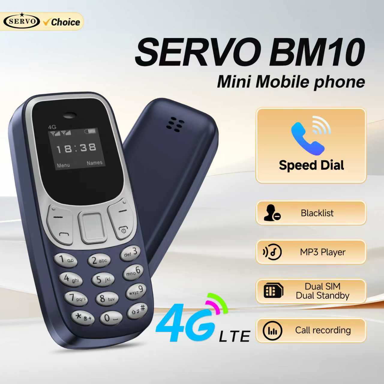 サーボ BM10 スーパーミニ携帯電話 4 グラム LTE デュアル SIM スタンバイスピードダイヤル通話録音ブラックリスト MP3 プレーヤー小型バックアップ携帯電話