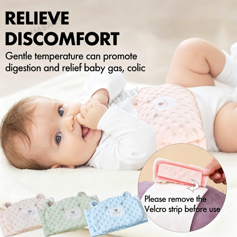 IMBABY 赤ちゃん疝痛緩和加熱パッド、電子レンジ加熱可能なおなかウォーマー、ソフトドット生地、ガス