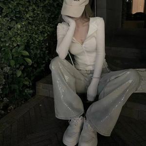 高品质时尚修身设计师牛仔裤名牌女式奢华品牌牛仔街头嘻哈女式牛仔裤