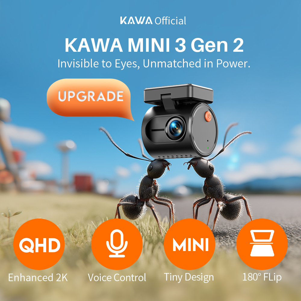 ダッシュカム KAWA MINI 3 Gen2 KAWA 車 DVR 自動カメラ ビデオ レコーダー、2K WiFi