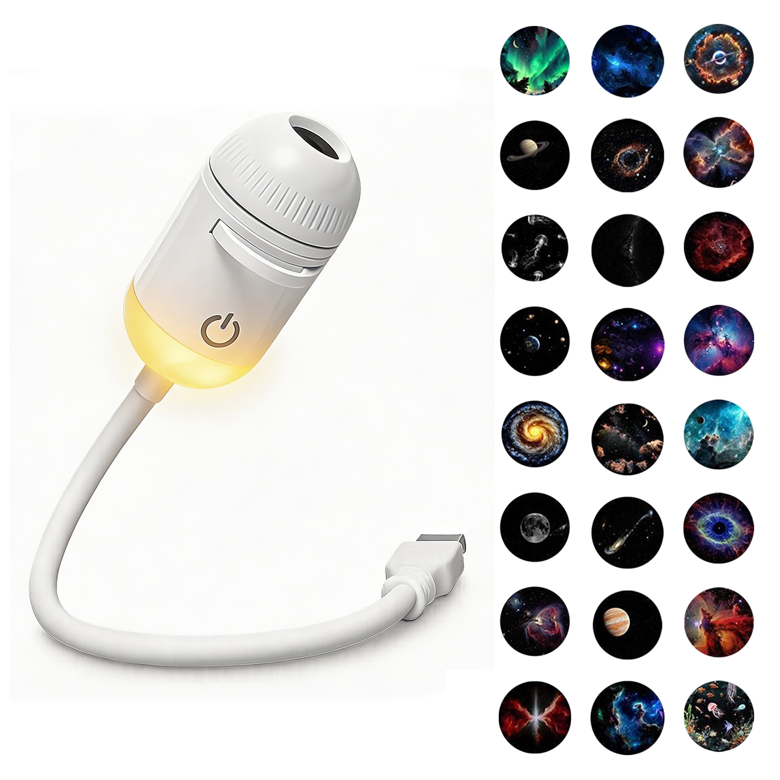 2 in 1 USB 投影ランプマニュアルフォーカスプロジェクターライト車の周囲光ルーム星空スターロマンチックな土星銀河ナイトライト