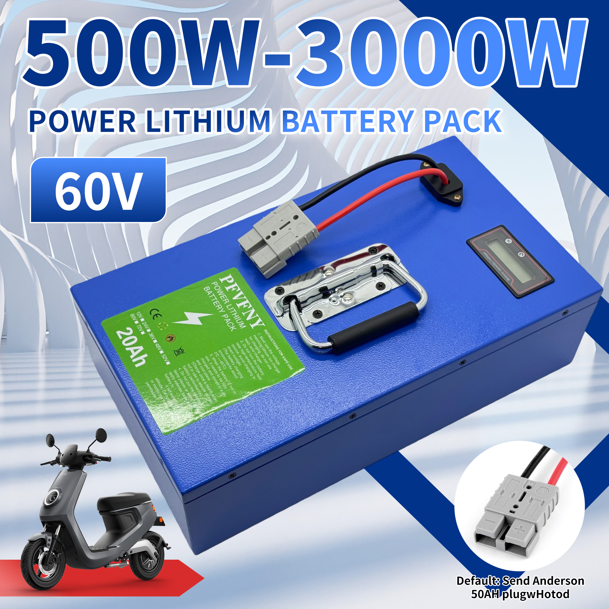 PFVFNY 新品の鉄製ボックス 60V100AH、40AHBMS、充電式リチウム電池、2000W 高出力アプリケーションに適しています