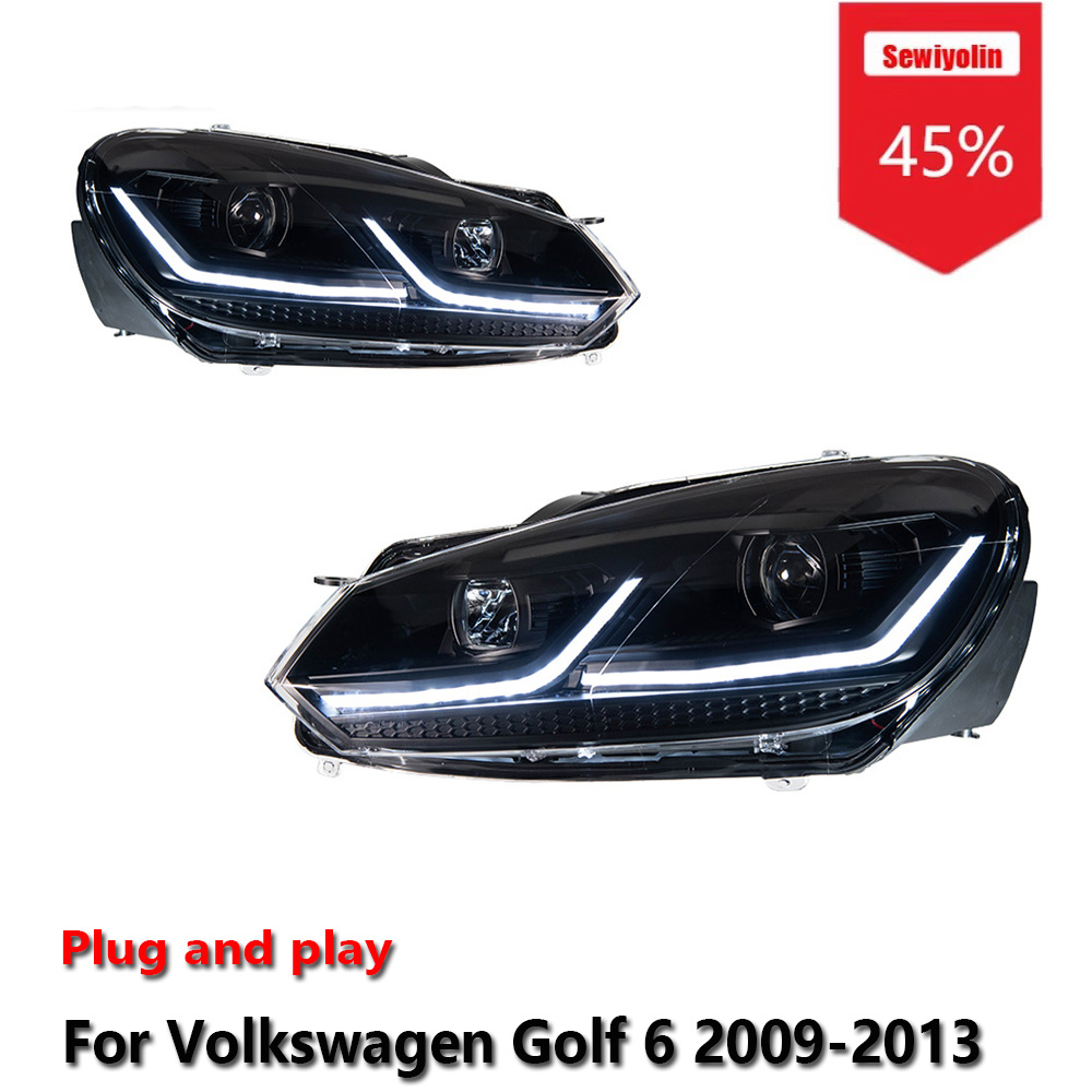 車の LED ヘッドライトアセンブリフォルクスワーゲンゴルフ 6 2009-2013 フォグ DRL ブレーキターンシグナルランププラグアンドプレイ
