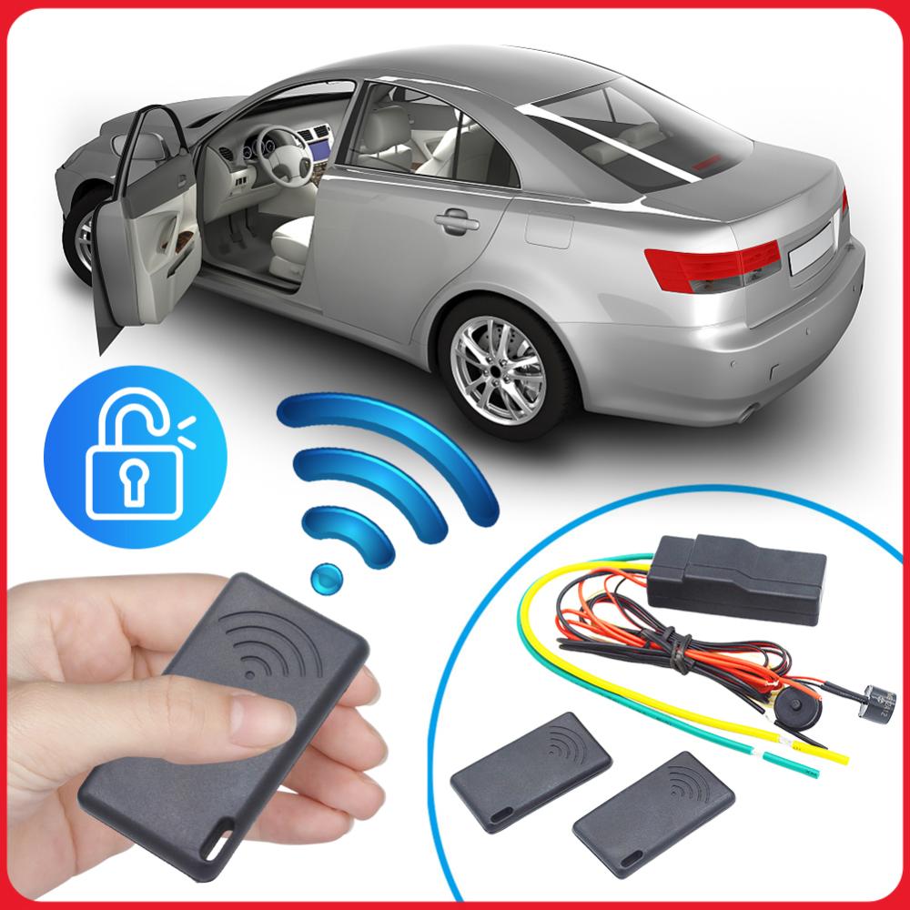 12V ワイヤレス車エンジンロック 2-8 メートルセンサー盗難防止装置ハイジャック防止 2.4GHz RFID 自動車警報エンジンダークロック警報