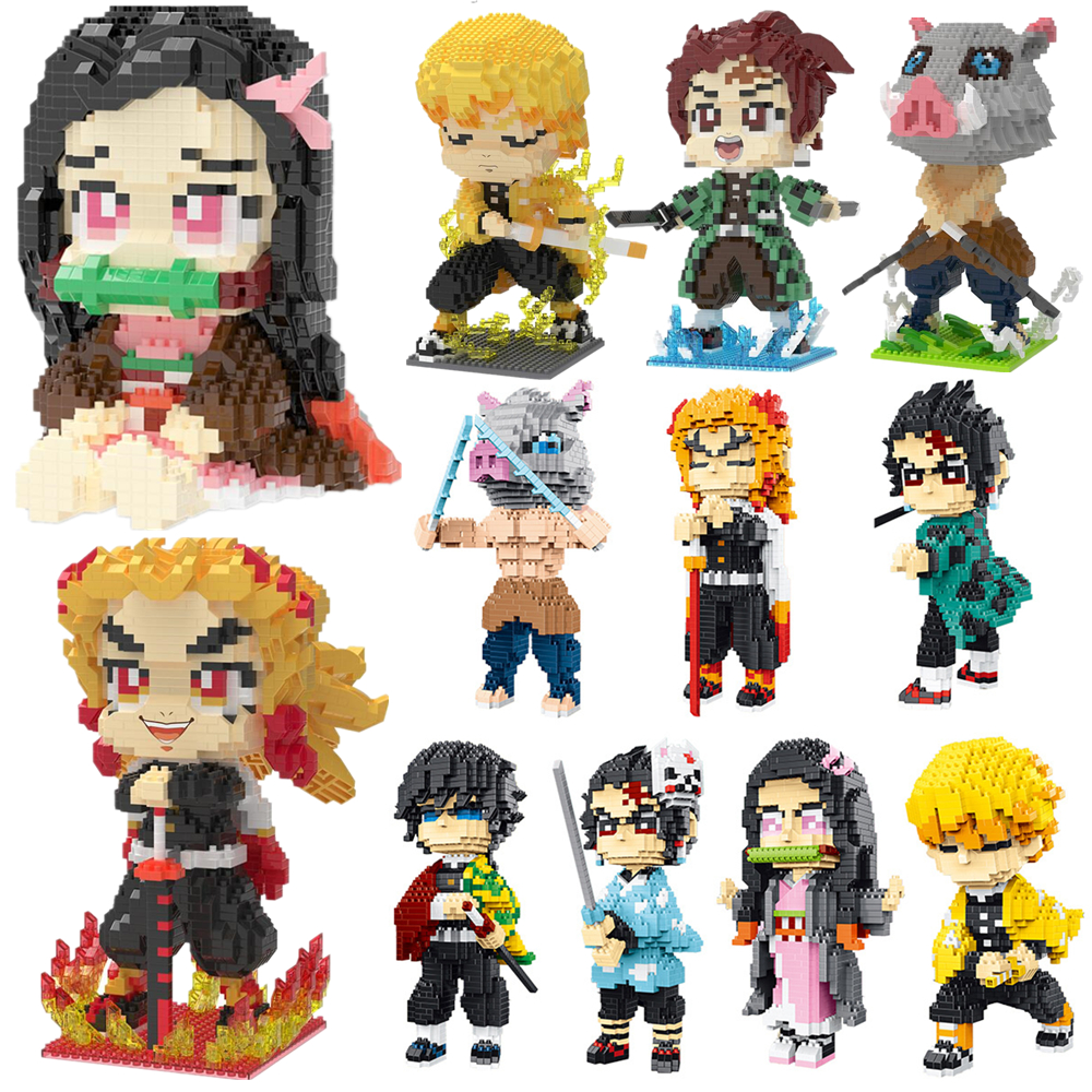 Anime Demon Slayer Building Blocks Kimetsu No Yaiba Kamado Tanjirou Nezuko Zenitsu Kyoujurou Blocks Toys Gifts