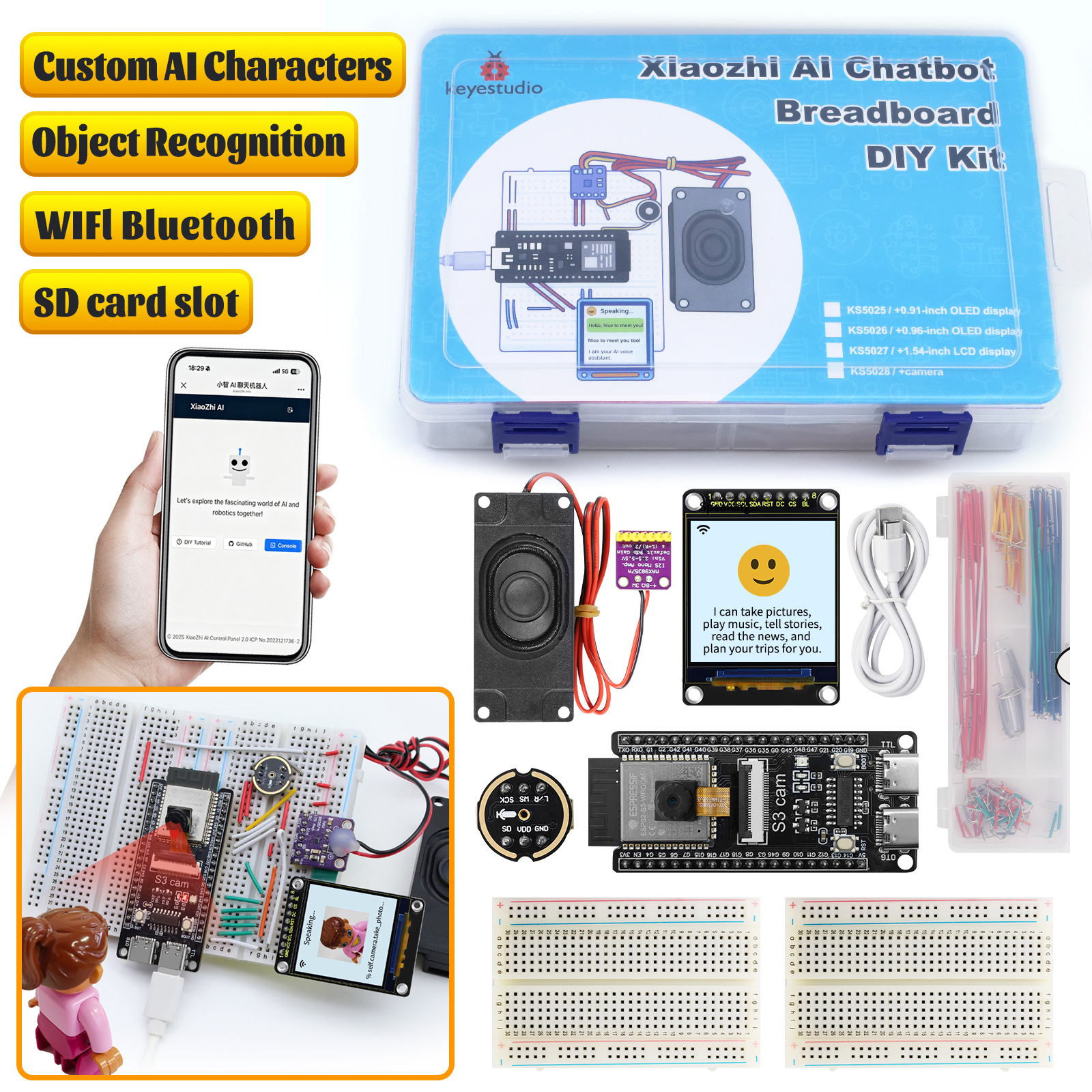 Xiao Zhi AI チャットボット DIY キット カメラ付き ESP32-S3 音声アシスタント ロボット スマート スピーカー TFT ディスプレイ付き Arduino 用オープンソース
