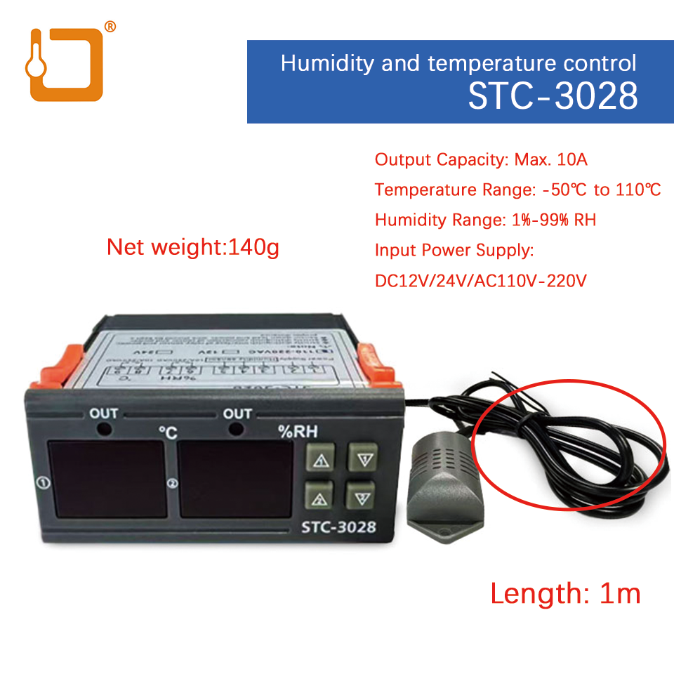 温度コントローラー STC 3028 サーモスタット DC12V/24V AC110-2220V デジタル温度および湿度コントローラーをサポート